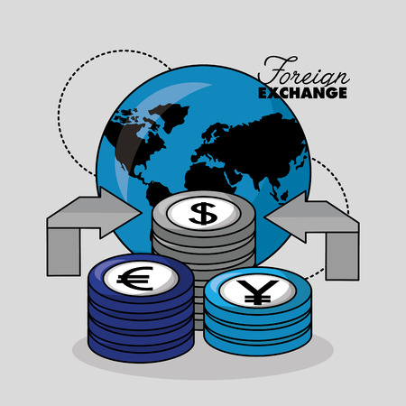 foreign exchange world icon currency stack vector illustrationのイラスト素材