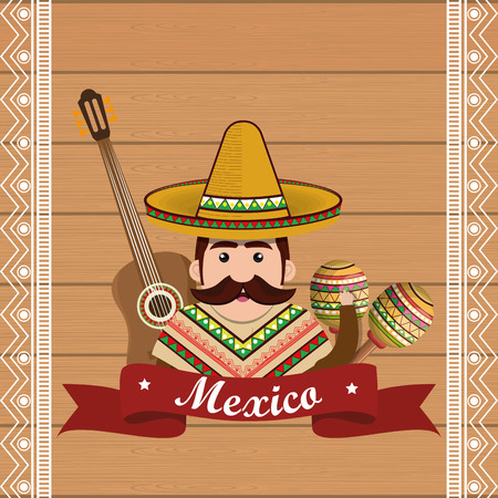 mexican man character with culture icons vector illustration designのイラスト素材