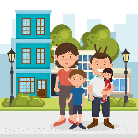 family members on the park vector illustration designのイラスト素材