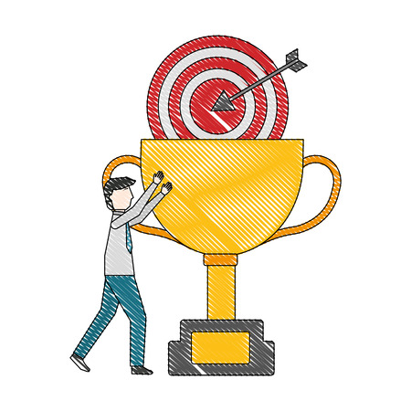 businessman success trophy and target vector illustrationのイラスト素材