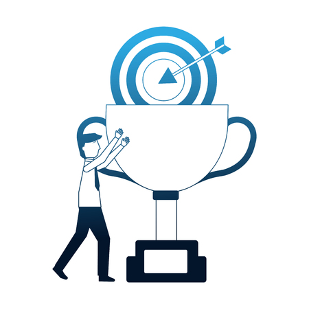 businessman success trophy and target vector illustration neonのイラスト素材