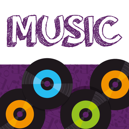vinyl disks musical poster vector illustration designのイラスト素材