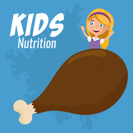 happy girl with nutrition food vector illustration designのイラスト素材