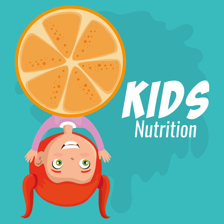 happy girl with nutrition food vector illustration designのイラスト素材