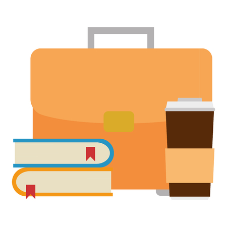 portfolio briefcase with books and coffee vector illustration designのイラスト素材