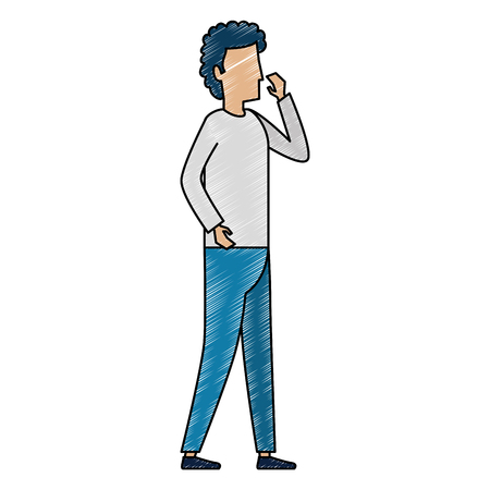 young man screaming character vector illustration designのイラスト素材