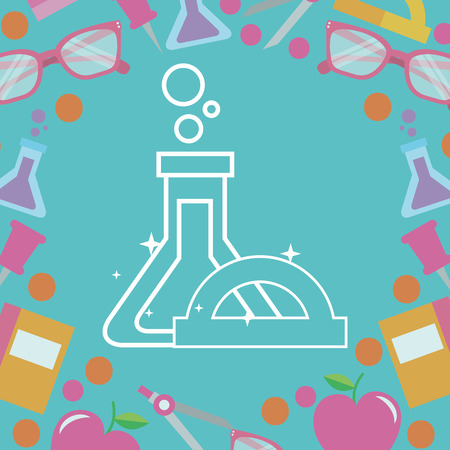 school supplies  tube sciences chemistry rule vector illustrationのイラスト素材