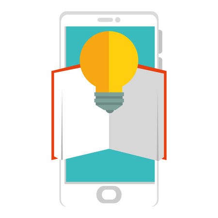 electronic book with smartphone and bulb vector illustration designのイラスト素材