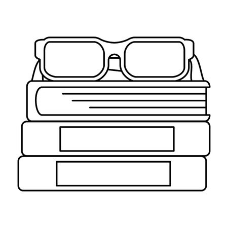 pile text books with glasses vector illustration designのイラスト素材