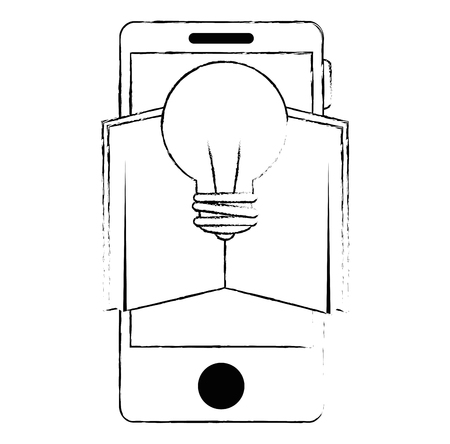 electronic book with smartphone and bulb vector illustration designのイラスト素材