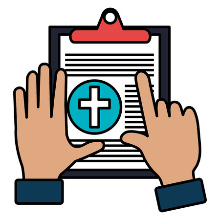 hands with medical order clipboard vector illustration designのイラスト素材
