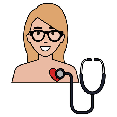medical patient shirtless with heart and stethoscope vector illustrationのイラスト素材