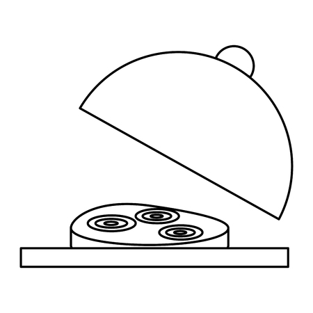 delicious ham with tray vector illustration designのイラスト素材