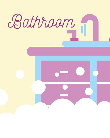 washbasin water furniture foam bubbles bathroom vector illustrationのイラスト素材