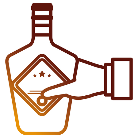 hand with whiskey bottle drink vector illustration designのイラスト素材