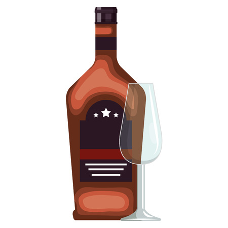 whiskey bottle with cup vector illustration designのイラスト素材