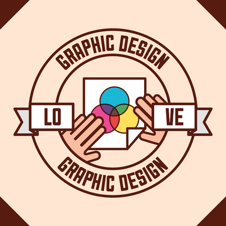 graphic design love hands bending paper colors vector illustrationのイラスト素材