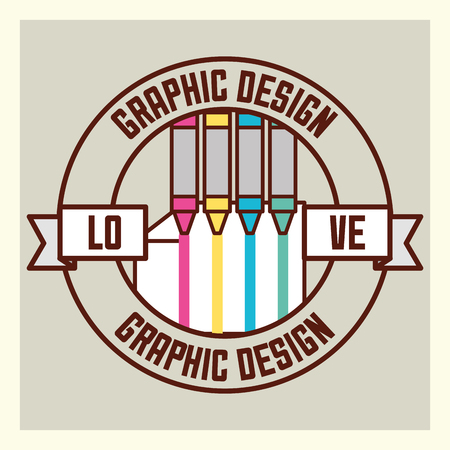 graphic design love crayons colors paint sticker sign vector illustrationのイラスト素材
