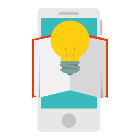 electronic book with smartphone and bulb vector illustration designのイラスト素材