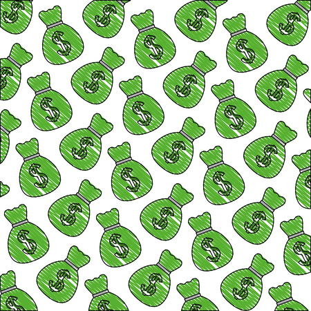 bag money dollar currency bank pattern vector illustrationのイラスト素材