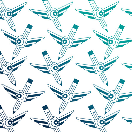 pencil write with wings and eye pattern vector illustration designのイラスト素材