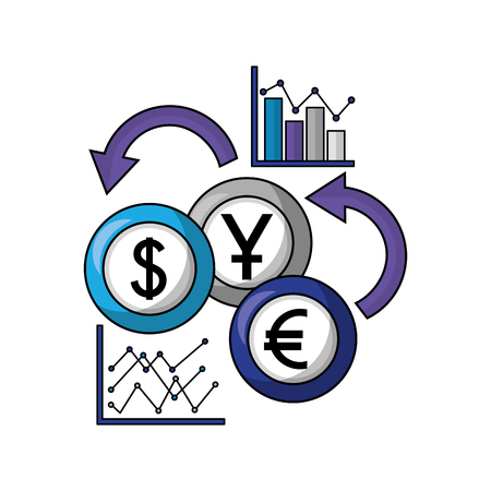 business statistics report coins foreign exchange vector illustrationのイラスト素材