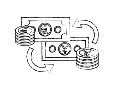 international money with arrows isolated icon vector illustration designのイラスト素材
