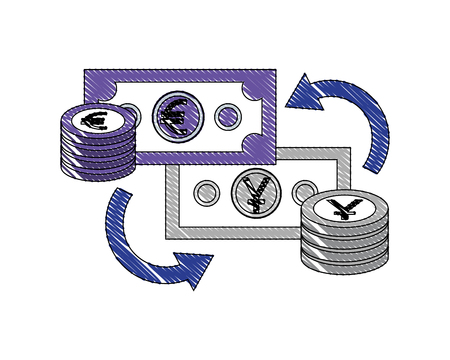 international money with arrows isolated icon vector illustration designのイラスト素材