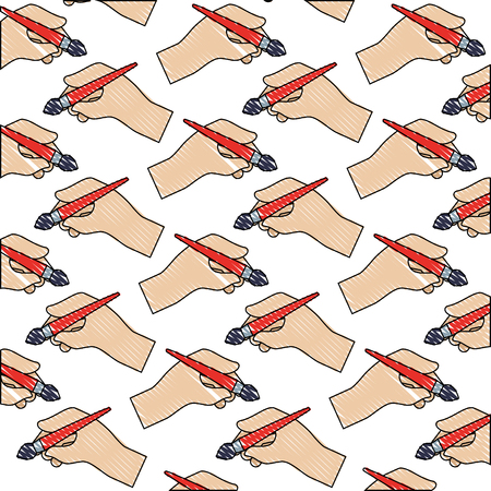 hand with paint brush pattern vector illustration designのイラスト素材