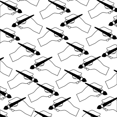 hands holding brush paint creativity design pattern vector illustrationのイラスト素材