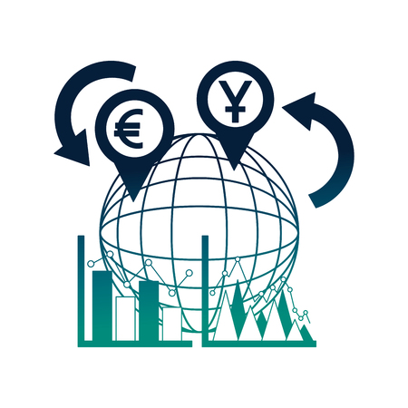 business statistics diagram world currency foreign exchange vector illustration neonのイラスト素材