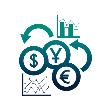 business statistics report coins foreign exchange vector illustration neonのイラスト素材