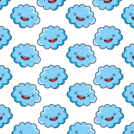 cute cloud kawaii pattern vector illustration designのイラスト素材