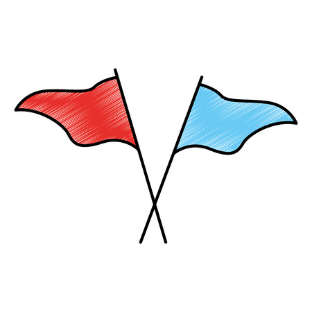 flags markers with crossed sticks isolated icon vector illustration designのイラスト素材