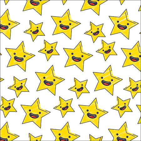 cute star kawaii pattern vector illustration designのイラスト素材