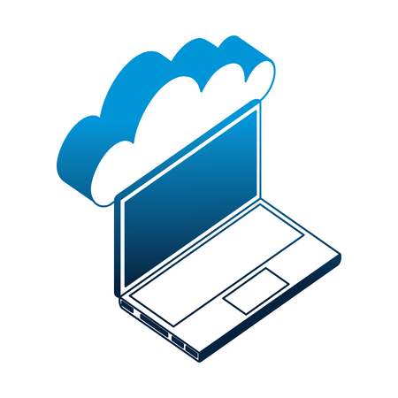 laptop computer with cloud computing isometric icon vector illustration designのイラスト素材