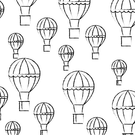 hot air balloons flying recreation pattern vector illustration hand drawingのイラスト素材