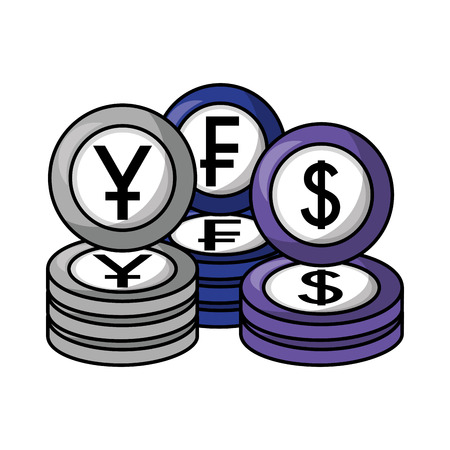 crypto coins pile icons vector illustration designのイラスト素材