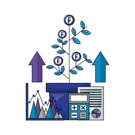 plant with crypto coins business icons vector illustration designのイラスト素材