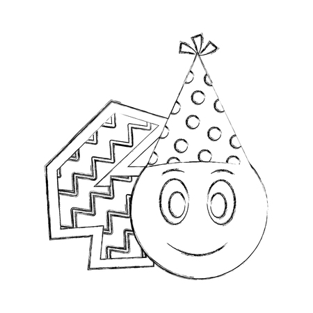 number four with emoji kawaii character vector illustration designのイラスト素材