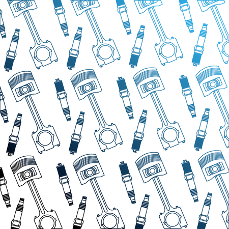 automotive service piston and spark plug parts pattern vector illustration neonのイラスト素材
