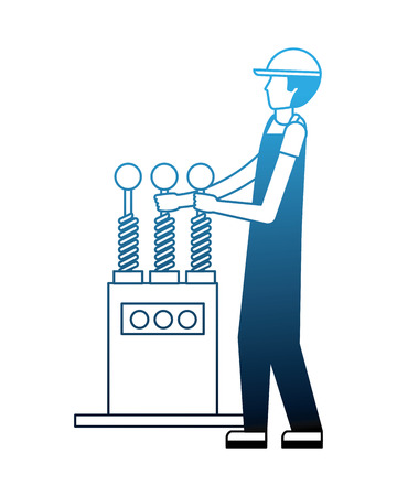 auto mechanic with control machine engine vector illustration neonのイラスト素材