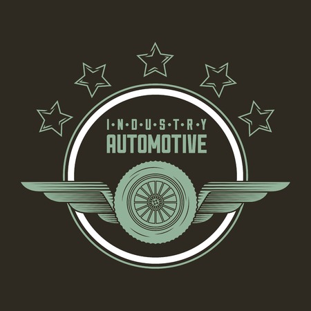 industry automotive tire wheel car wings emblem vector illustrationのイラスト素材