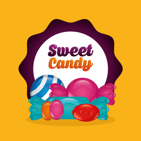 sweet candy sticker sign colors bananas alminds vector illustrationのイラスト素材