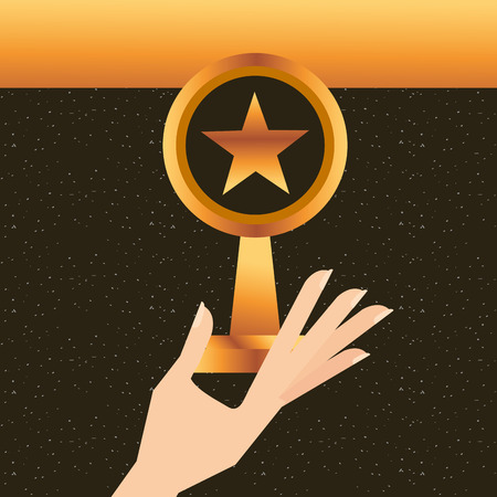 movie awards hand holding star prize vector illustrationのイラスト素材