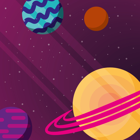 space solar system planets light stars vector illustrationのイラスト素材