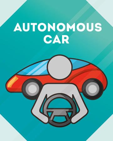 autonomous car male driving motorcar steering wheel vector illustrationのイラスト素材
