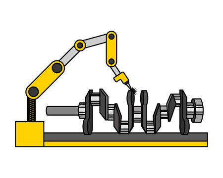 automotive part camshaft with robotic arm vector illustrationのイラスト素材