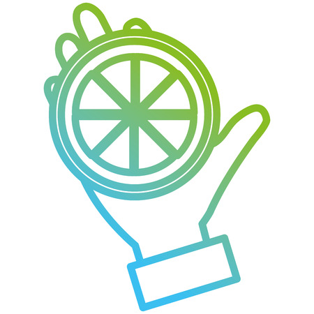 hands with fresh lemon vector illustration designのイラスト素材