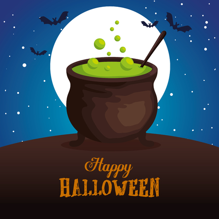 halloween card with cauldron vector illustration designのイラスト素材